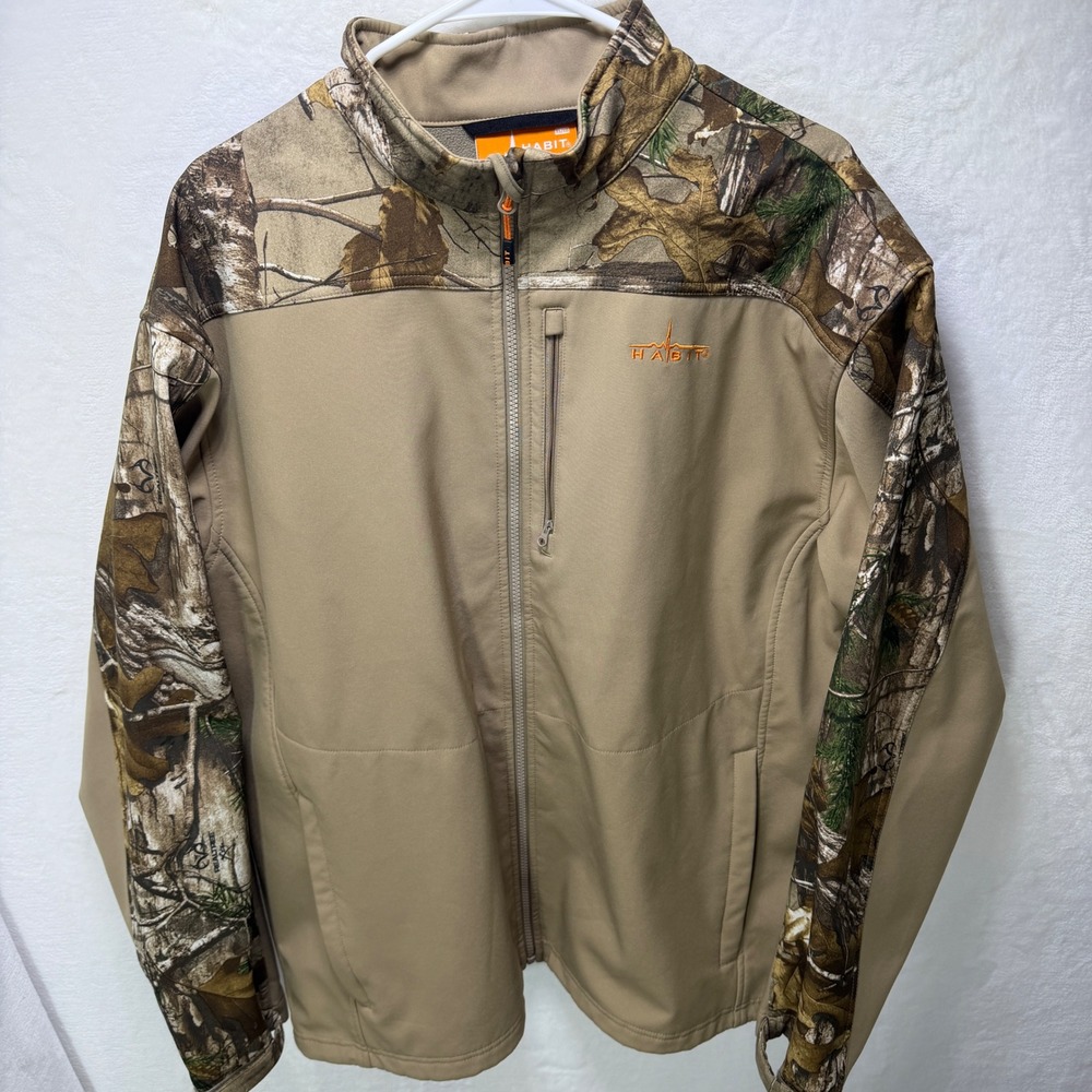 Habit Mens Scent-Factor Softshell Hunting Jacket Realtree Edge Camo Tan XL